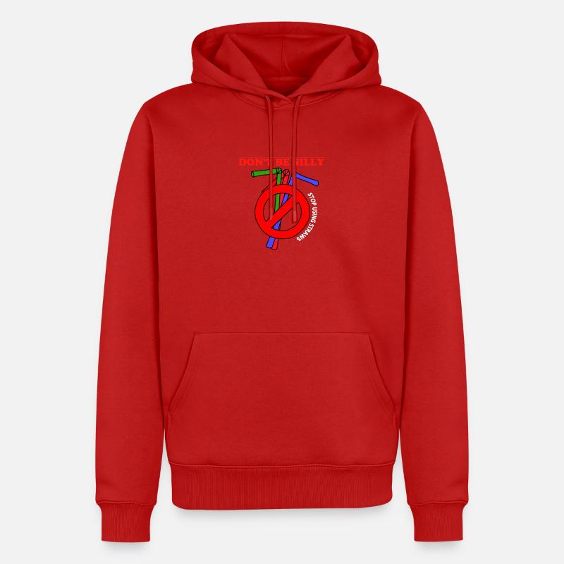 Stop using plastic straws - Männer Premium Bio Hoodie - Rot
