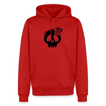 Schwarzer Schädel und Auflösung - Männer Premium Bio Hoodie - Rot - Vorne - Nico (187cm)