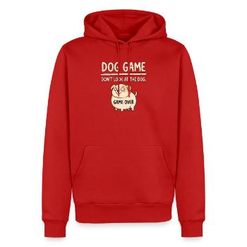 Hunde Spiel Nicht Gucken - Männer Premium Bio Hoodie - Rot - Vorne - Nico (187cm)