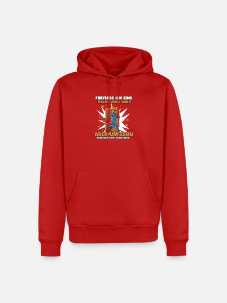 Freitags früher Feierabend, um Eins oder um Zehn - Männer Premium Bio Hoodie - Rot