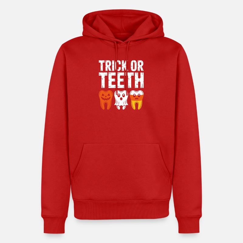 Trick oder Teeth Halloween-T-Shirt - Männer Premium Bio Hoodie - Rot