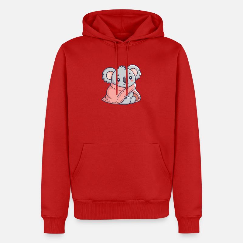 Koala cosy dans une écharpe rose - Sweat à capuche Premium bio Homme - rouge