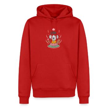 Zen-Koala auf Lotus - Männer Premium Bio Hoodie - Rot - Vorne - Nico (187cm)