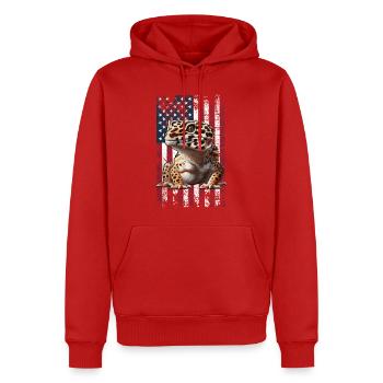 Leopardgecko US - Männer Premium Bio Hoodie - Rot - Vorne - Nico (187cm)