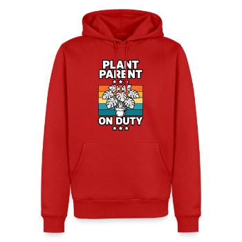 Plant Parent on Duty - Männer Premium Bio Hoodie - Rot - Vorne - Nico (187cm)