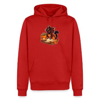 Kürbiskatzenbäcker - Männer Premium Bio Hoodie - Rot - Vorne - Nico (187cm)