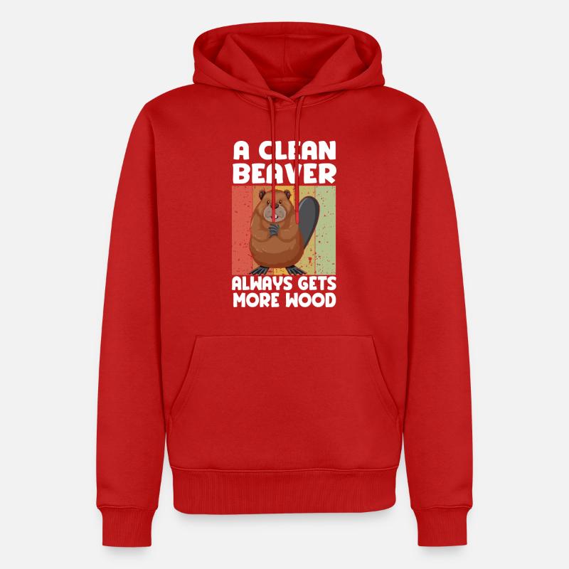 Sauberer Biber Holzspruch - Männer Premium Bio Hoodie - Rot