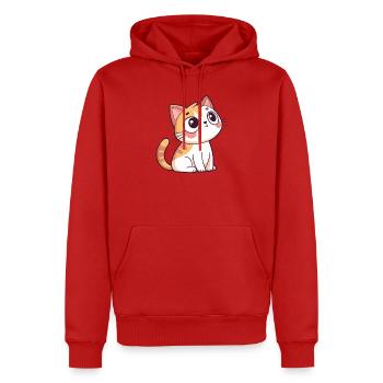 Chaton Curieux - Sweat à capuche Premium bio Homme - rouge - Devant - Nico (187cm)