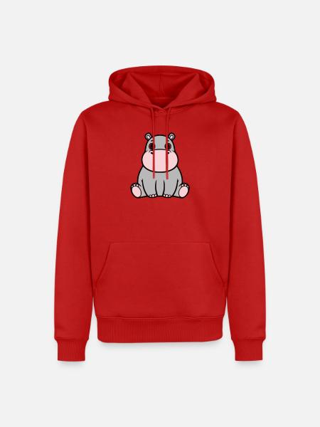 Bébé hippopotame mignon assis à Kawaii - Sweat à capuche Premium bio Homme - rouge