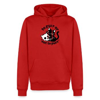 Ronronner ou ne pas ronronner | Diction du chat noir - Sweat à capuche Premium bio Homme - rouge - Devant - Nico (187cm)