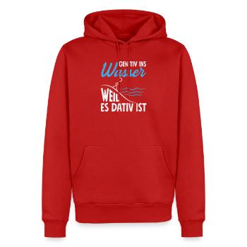 Genitiv Dativ Grammatik - Männer Premium Bio Hoodie - Rot - Vorne - Nico (187cm)