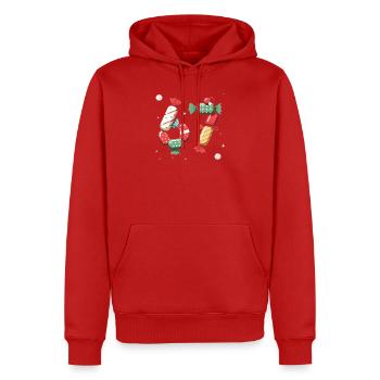 67 meme Candy Confetti Swirl - Men’s Premium Organic Hoodie - red - Front - Nico (187cm)