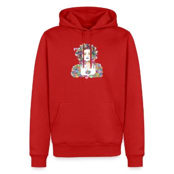 Nina - Männer Premium Bio Hoodie - Rot - Vorne - Nico (187cm)