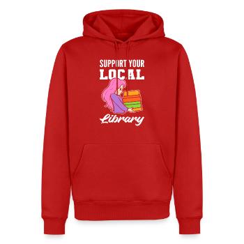 Unterstützung der lokalen Bibliothek Bücherwurm Gi - Männer Premium Bio Hoodie - Rot - Vorne - Nico (187cm)