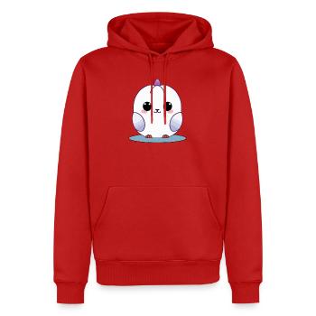 Kawaii Weißes Küken mit lila Akzenten - Männer Premium Bio Hoodie - Rot - Vorne - Nico (187cm)