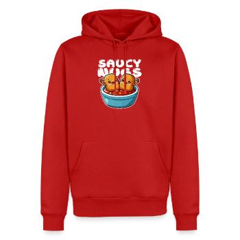 Nuggets Sauce Freude Karikatur - Männer Premium Bio Hoodie - Rot - Vorne - Nico (187cm)