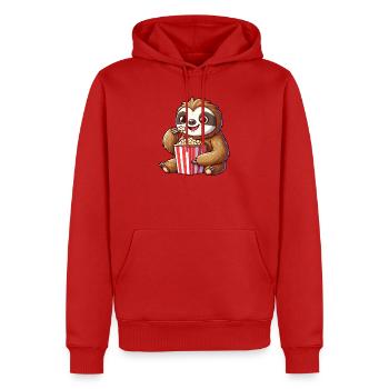 Faultier Popcorn Kino Filme Lustig Niedlich Cool - Männer Premium Bio Hoodie - Rot - Vorne - Nico (187cm)