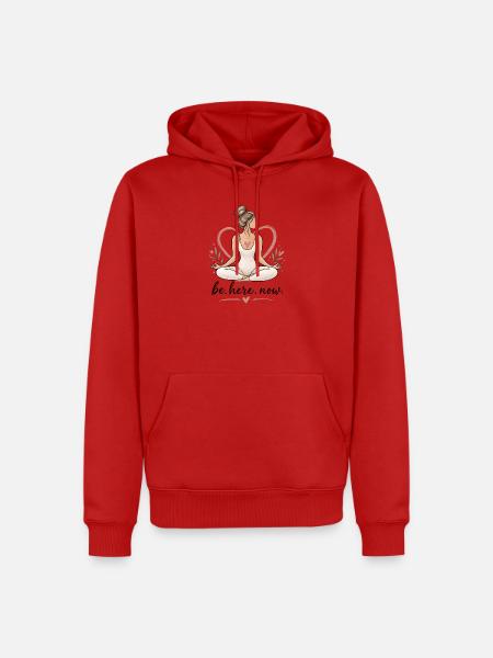 Be Here Now – Mindfulness & Yoga - Männer Premium Bio Hoodie - Rot