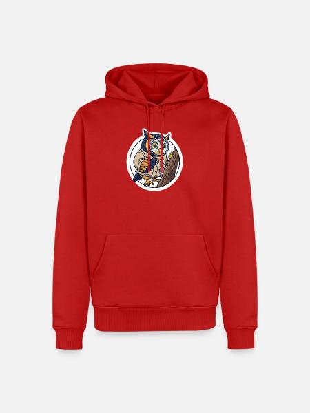 Entomologe Eule Lupe T-Shirt - Männer Premium Bio Hoodie - Rot
