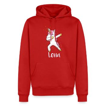 Lena - Männer Premium Bio Hoodie - Rot - Vorne - Nico (187cm)
