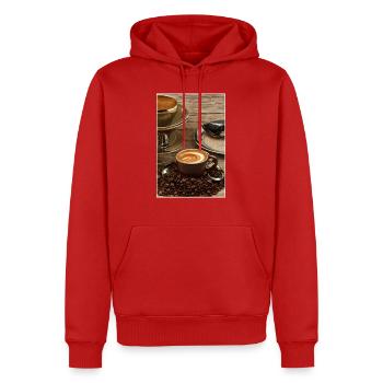Grande affiche de boisson au café pour la cuisine - Sweat à capuche Premium bio Homme - rouge - Devant - Nico (187cm)