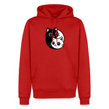 Ying Yang Katzenporträt  - Männer Premium Bio Hoodie - Rot - Vorne - Nico (187cm)