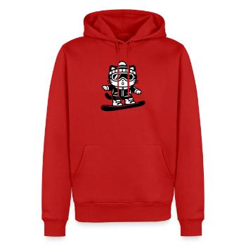 Snowboard Cat - Männer Premium Bio Hoodie - Rot - Vorne - Nico (187cm)