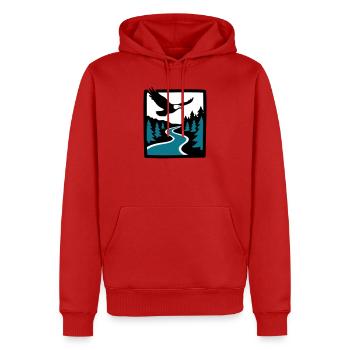 Graphique de la forêt de la rivière Eagle - Sweat à capuche Premium bio Homme - rouge - Devant - Nico (187cm)