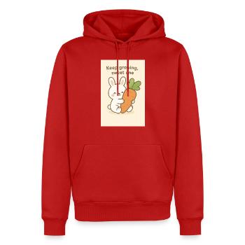 Lapin Kawaii Câlin Carotte Géante - Sweat à capuche Premium bio Homme - rouge - Devant - Nico (187cm)