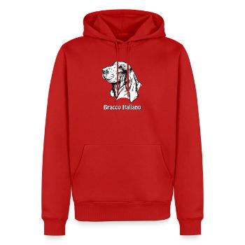 Bracco Italiano Portrait avec texte - Sweat à capuche Premium bio Homme - rouge - Devant - Nico (187cm)