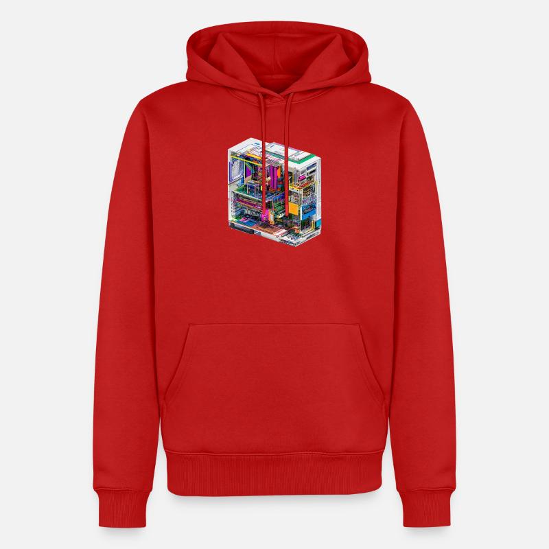 Buntes Innenleben eines Computers - Männer Premium Bio Hoodie - Rot
