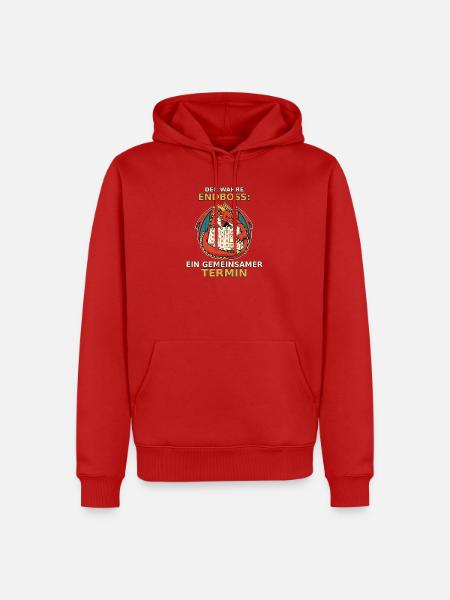 Der wahre Endboss: Terminfindung – Pen & Paper - Männer Premium Bio Hoodie - Rot