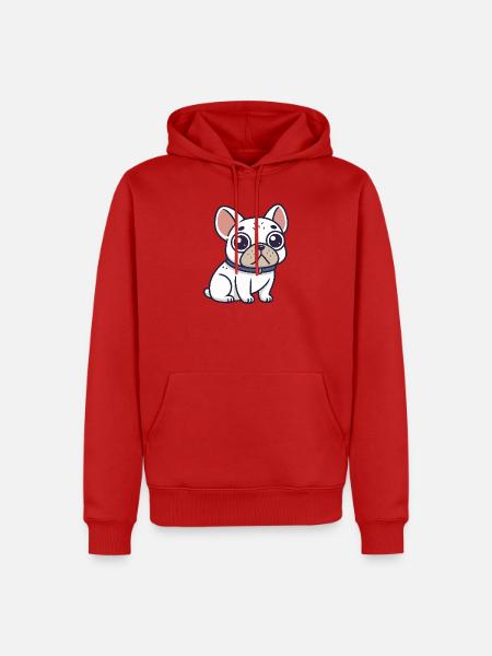 White Bulldog Cartoon-Halskette - Männer Premium Bio Hoodie - Rot