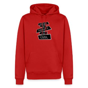 Going To Therapy Is Cool Lustig Psychisch Gesund - Männer Premium Bio Hoodie - Rot - Vorne - Nico (187cm)