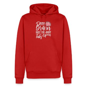 My Brain Has Too Many Tabs Open Lustig Grübeln - Männer Premium Bio Hoodie - Rot - Vorne - Nico (187cm)