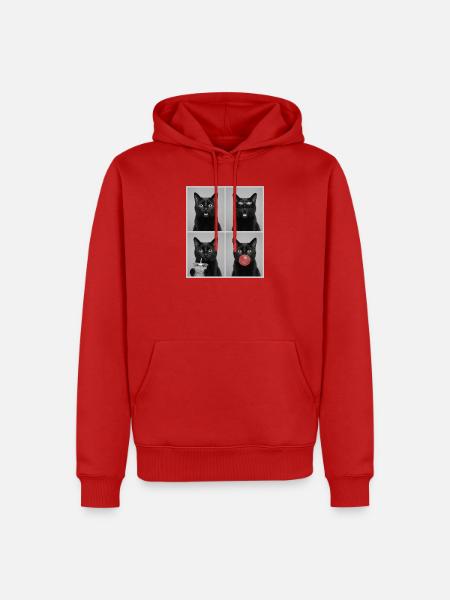 Katzen schwarze Katze - Männer Premium Bio Hoodie - Rot