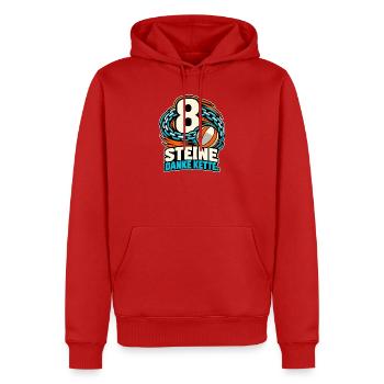 8 Steine - Danke Kette - Männer Premium Bio Hoodie - Rot - Vorne - Nico (187cm)