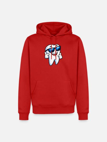 Sonnenbrillen-Zahn Statement - Männer Premium Bio Hoodie - Rot