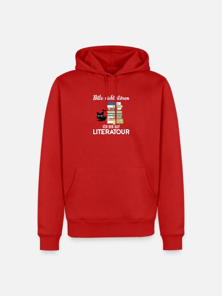 Bücher lesen Bücherwurm Leseratte Katzenliebhaber - Männer Premium Bio Hoodie - Rot