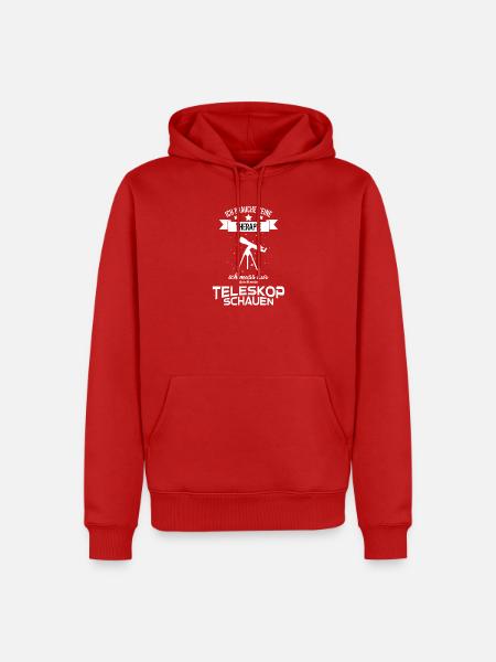 Teleskop Astronomie Hobby Sternengucker Galaxien - Männer Premium Bio Hoodie - Rot