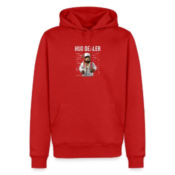 Gangster Hug Dealer Ours en peluche Drôle - Sweat à capuche Premium bio Homme - rouge - Devant - Nico (187cm)