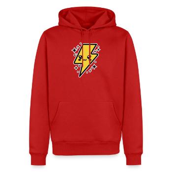 Adorable éclair au visage kawaii - Sweat à capuche Premium bio Homme - rouge - Devant - Nico (187cm)