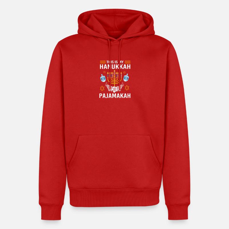 Hanoukka Hanoukka Hanoucca - Sweat à capuche Premium bio Homme - rouge