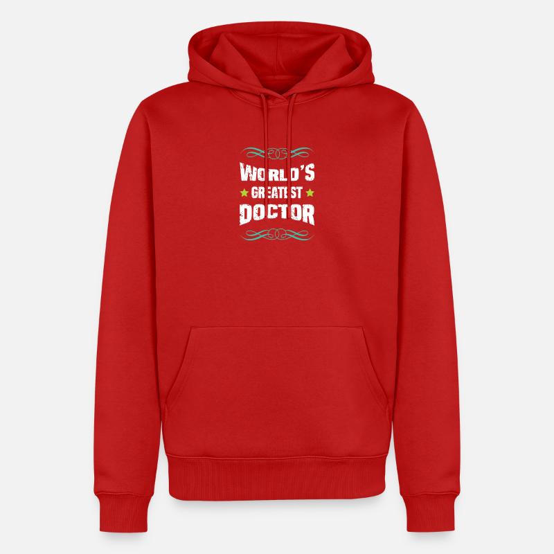 Weltbester Doktor TShirt Design - Männer Premium Bio Hoodie - Rot