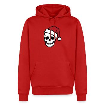 Creepy Skeleton with Santa Hat Biker Horro - Men’s Premium Organic Hoodie - red - Front - Nico (187cm)