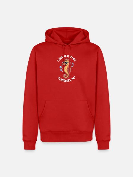Seepferdchen Spruch Lustiges Seepferdchen Geschenk - Männer Premium Bio Hoodie - Rot