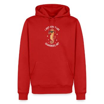 Seepferdchen Spruch Lustiges Seepferdchen Geschenk - Männer Premium Bio Hoodie - Rot - Vorne - Nico (187cm)