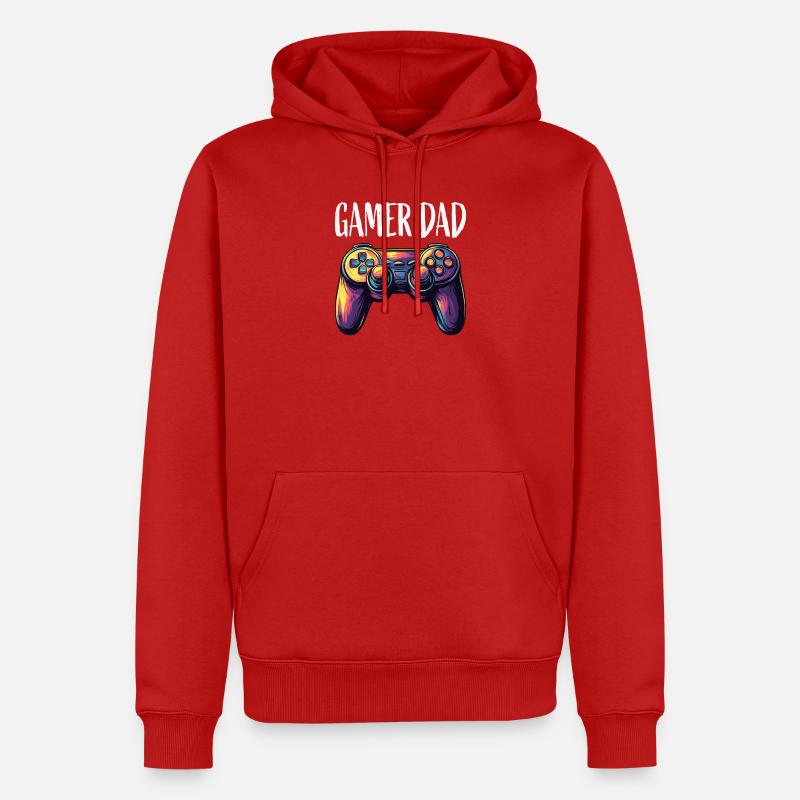Gamer Dad Controller Neon - Sweat à capuche Premium bio Homme - rouge