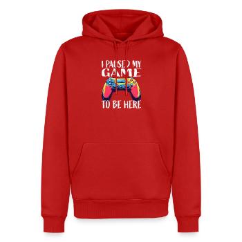 Paused My Game To Be Here - Men’s Premium Organic Hoodie - red - Front - Nico (187cm)
