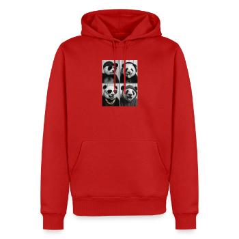 Panda - Männer Premium Bio Hoodie - Rot - Vorne - Nico (187cm)